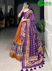 Beautiful Multi Color Patola Printed With Foil Work Lehenga Choli
